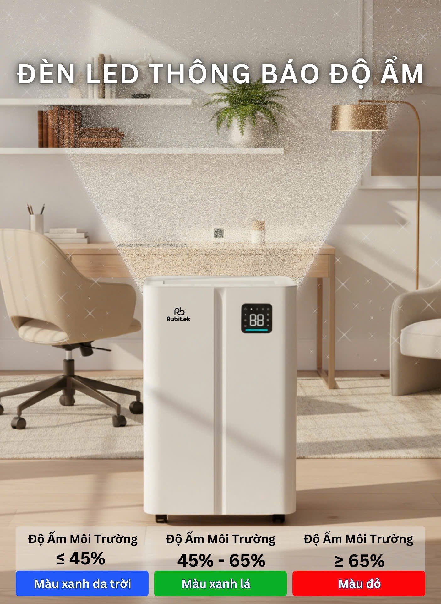 Máy Hút Ẩm Và Lọc Không Khí Robitek DH25 | Công suất hút ẩm 25L/ngày